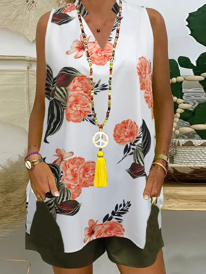 Women's Casual And Comfortable Sleeveless Two-piece Set