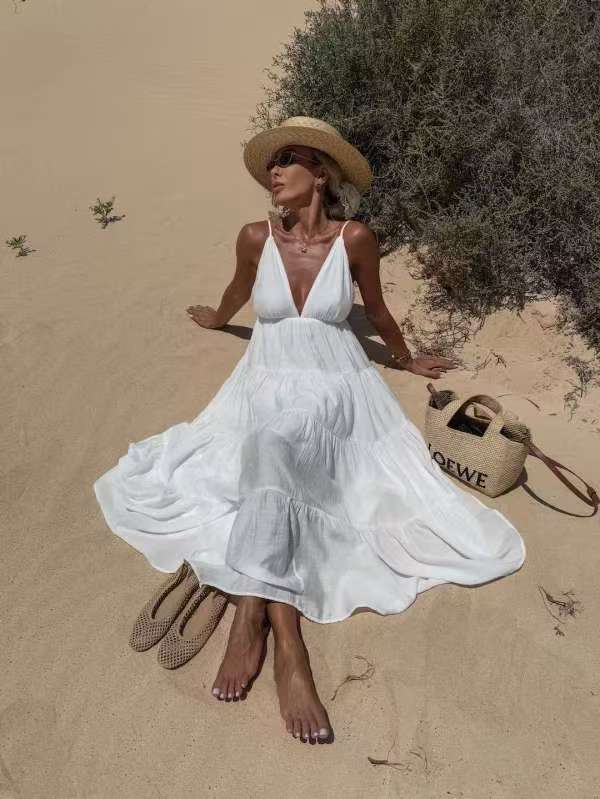 European And American Summer Sexy Fashion Suspenders Stitching Dress Women