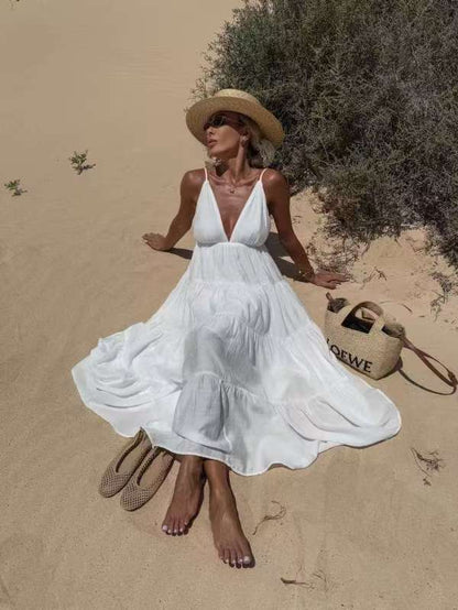 European And American Summer Sexy Fashion Suspenders Stitching Dress Women