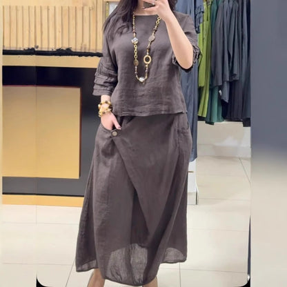 Casual Solid Color Loose Dress Two-piece Suit