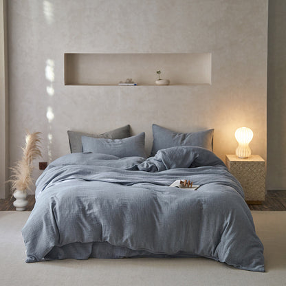 Japanese-style Pure Cotton Double-layer Wrinkle Yarn Four-piece Jacquard Beddings