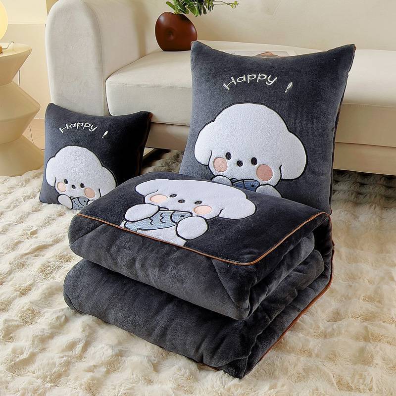 Milk Fiber Cute Dog Multifunctional Pillow Quilt