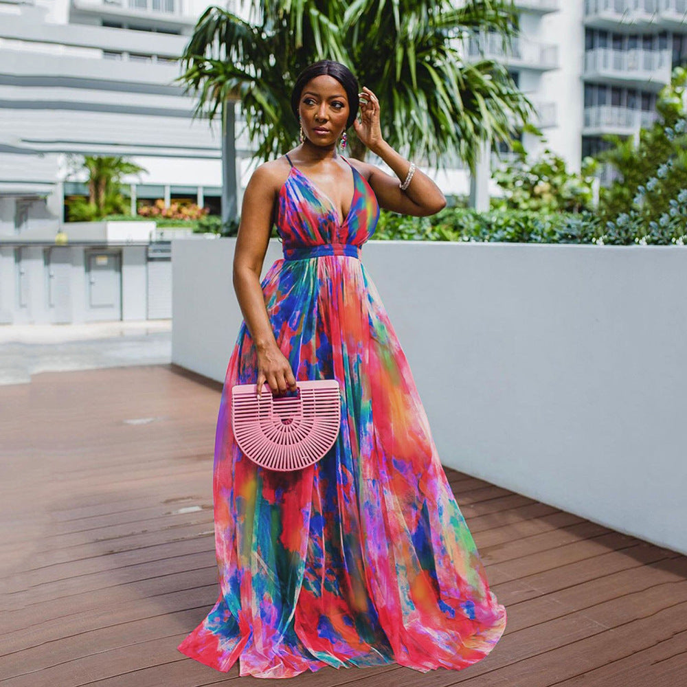 Digital Printing European And American Fashion Style Large Swing Dress Women's Clothing