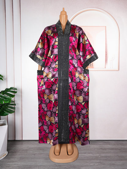 Printing Loose Robe Cross-border Foreign Trade AliExpress Amazon Hot Drilling With Pockets Dress