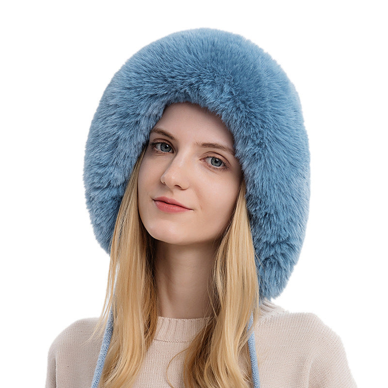 Three Fur Balls Outdoor Thickening And Fleece Cold Proof Warm Solid Color Knitted Hat