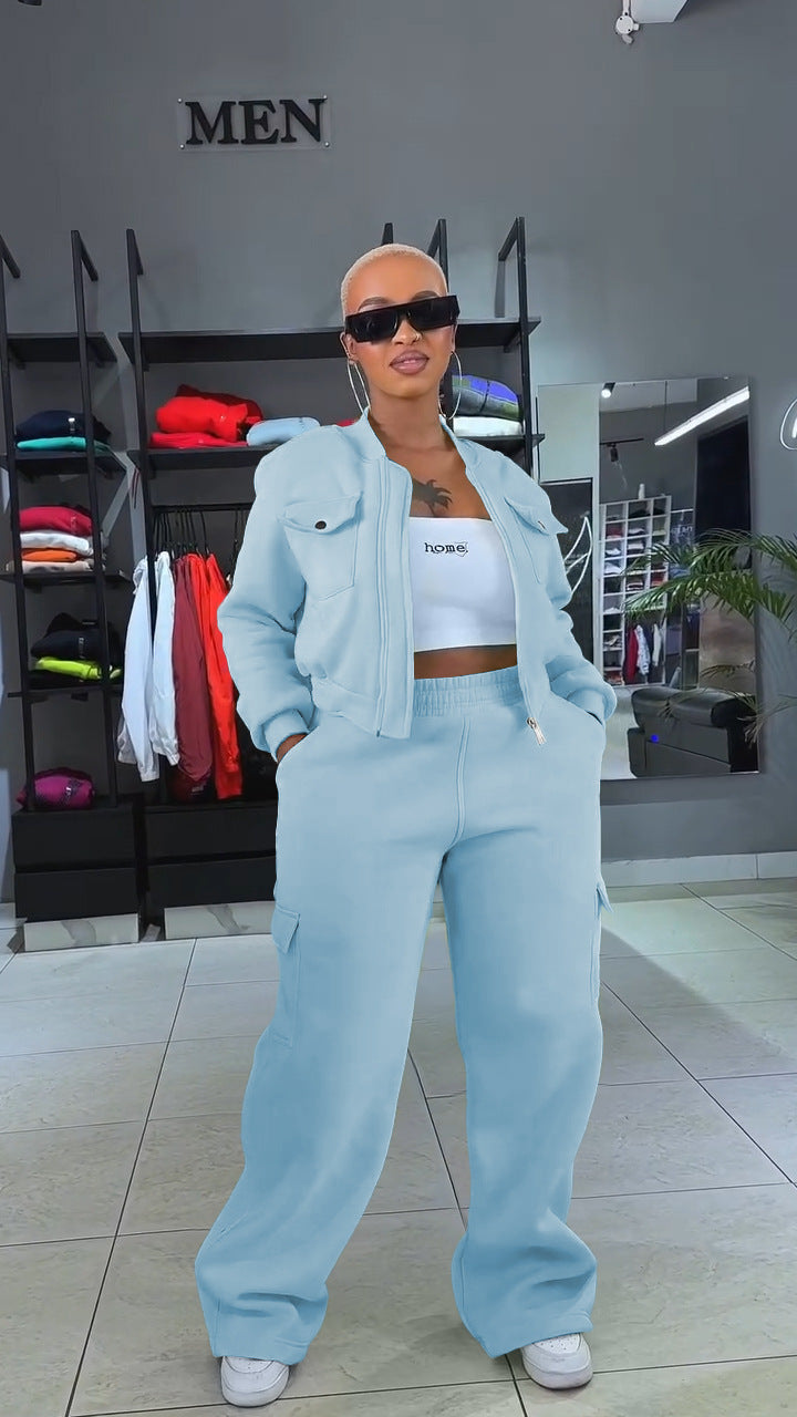 Women's Multi-Pocket Pants Sports Leisure Suit