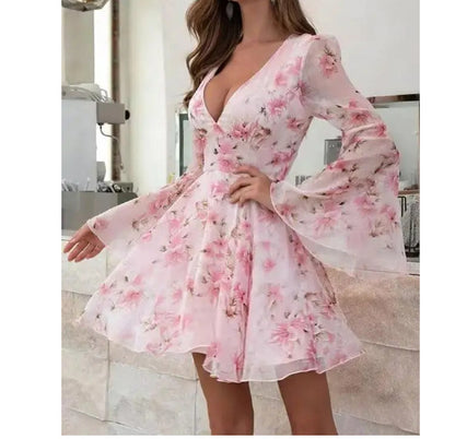 Supplier European And American Women's Sexy V-neck Casual Dress