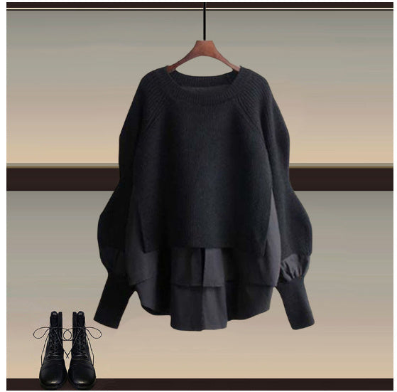 Women's Fashion Wear Loose Western Style Lazy Style Sweatshirt Slimming Skirt Two-piece Set