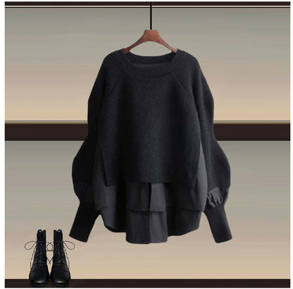 Women's Fashion Wear Loose Western Style Lazy Style Sweatshirt Slimming Skirt Two-piece Set