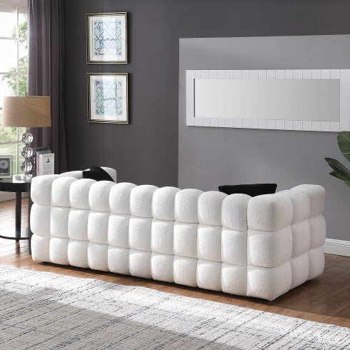 84.3 Length ,35.83 Deepth ,human Body Structure For USA People, Marshmallow Sofa,boucle Sofa ,White Color,3 Seater