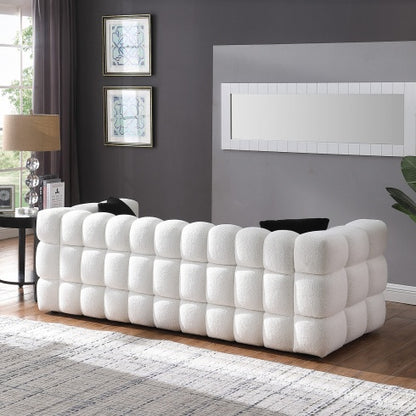 84.3 Length ,35.83 Deepth ,human Body Structure For USA People, Marshmallow Sofa,boucle Sofa ,White Color,3 Seater