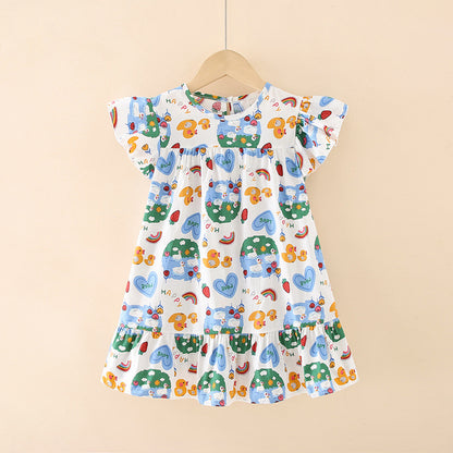 Girls' Cartoon Print Dress