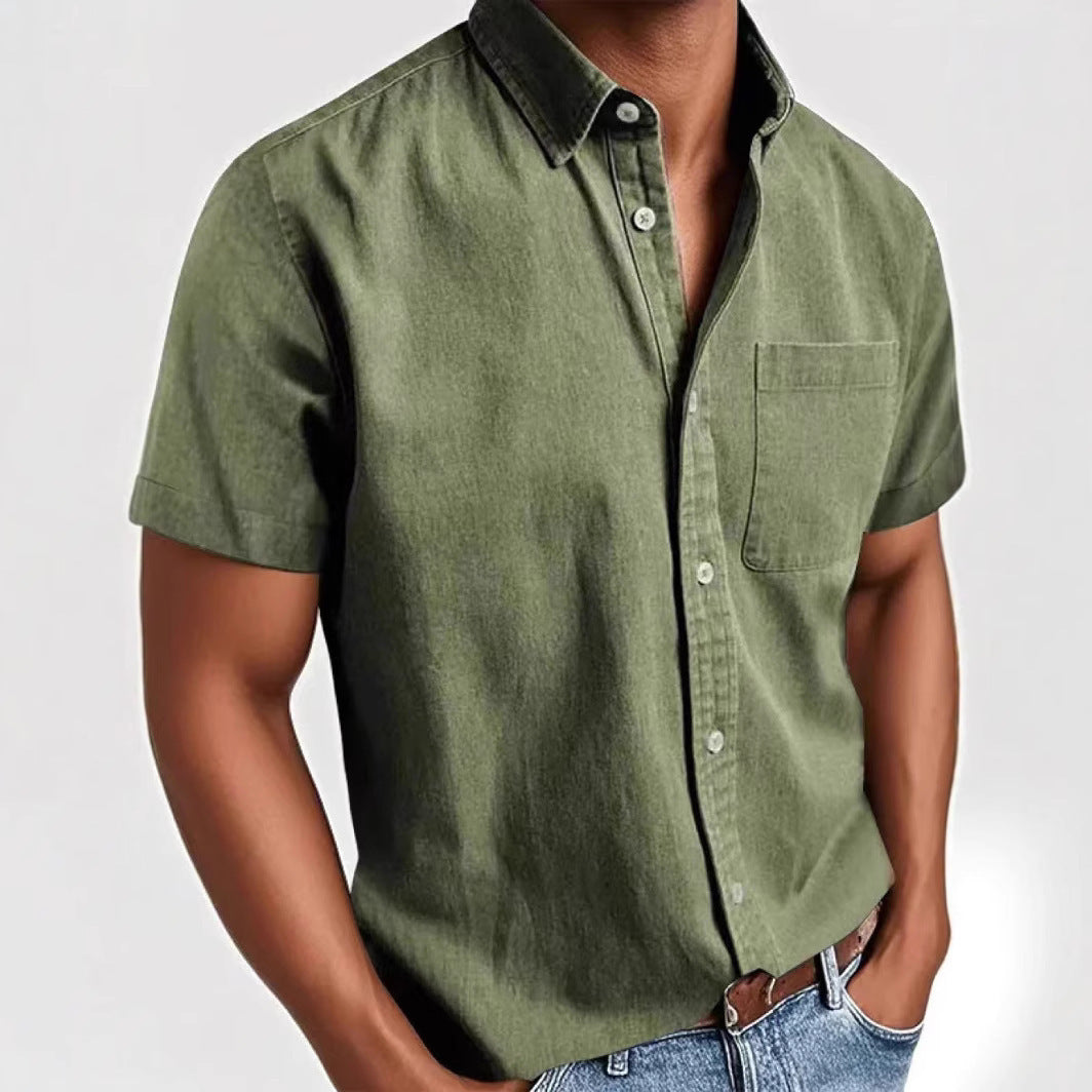 Single-breasted Shirt Men's Short Sleeve