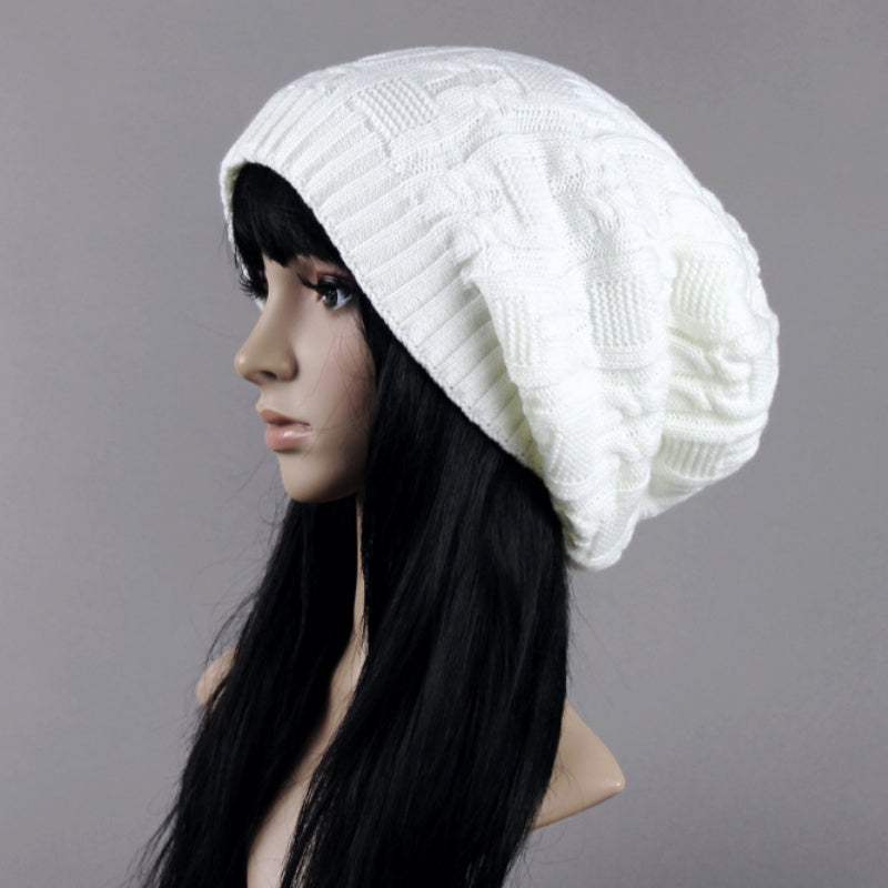 Winter Pile Knitted Woolen Women's Double-layer Hat