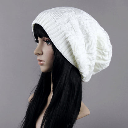 Winter Pile Knitted Woolen Women's Double-layer Hat