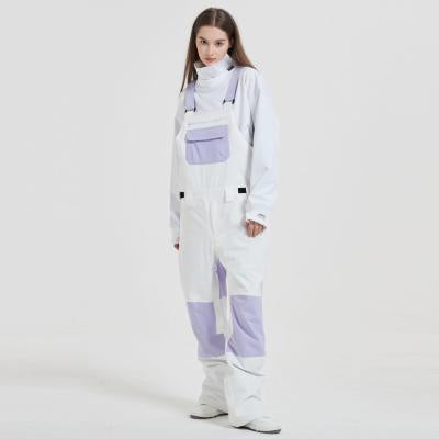 Veneer Strap Waterproof And Hard-wearing Contrast Color Ski Suit