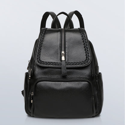 Street Trend Solid Color Leather Women's Backpack