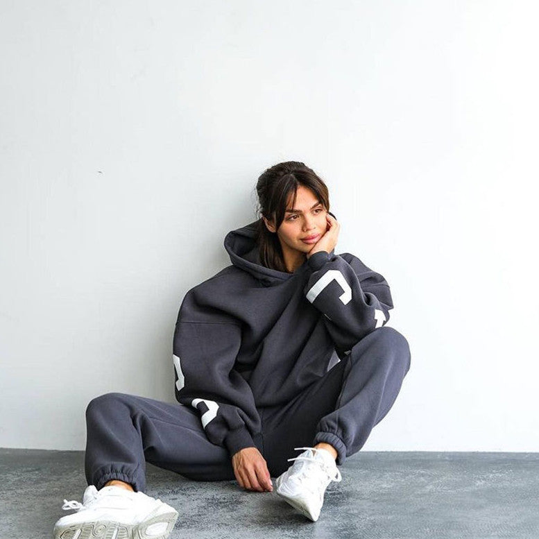 Loose Floral Print Long Sleeve Pullover Pants Two-piece Set