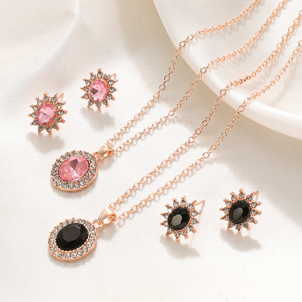 Female SUNFLOWER Earrings And Necklace Set