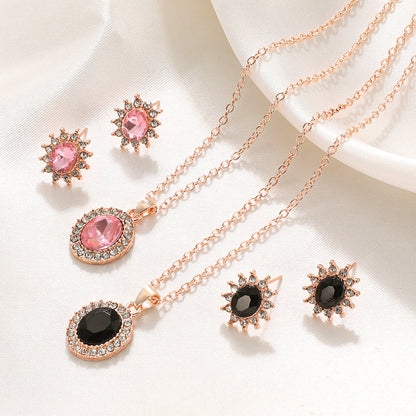 Female SUNFLOWER Earrings And Necklace Set