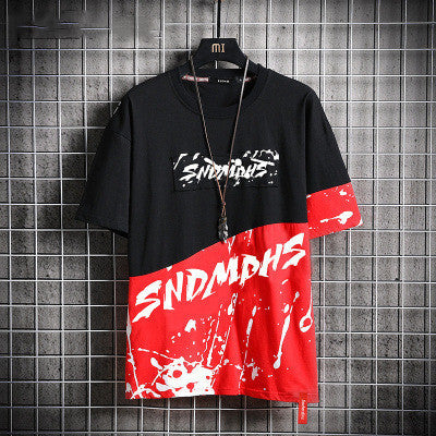 Short Sleeved Men's Trendy Color Matching Irregular Men's