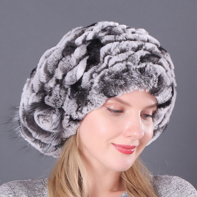 New Korean Rex Rabbit Hair Hat For Women