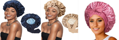 Double-layer Satin Ribbon Round Cap Bow Artificial Silk Beauty Hair Care Wide-brimmed Hat