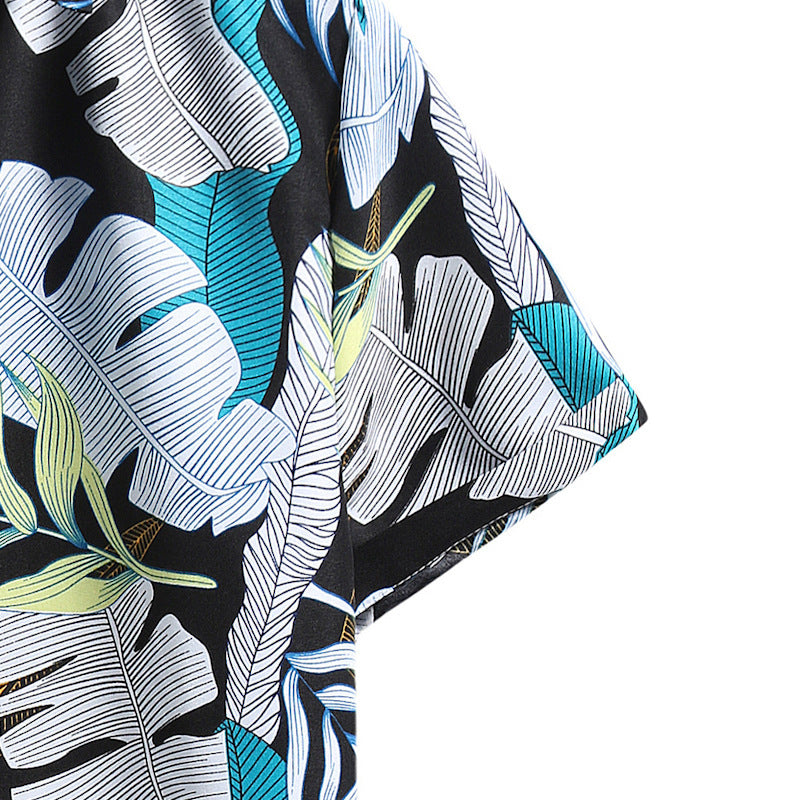 Foreign Trade Men's Floral Shirts Trends Hawaiian Printing Short-sleeved