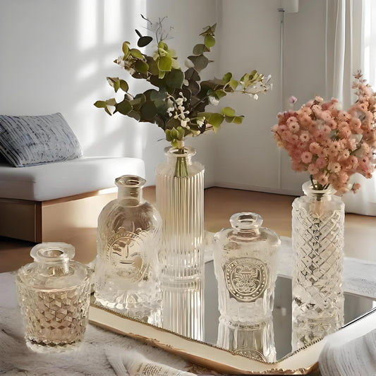 Retro Embossed French American Mini Glass Small Vase