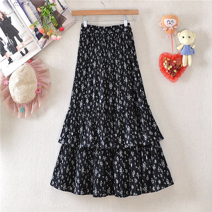Little Daisy Skirt Women's Mid-length Floral Chiffon Skirt Cake Skirt