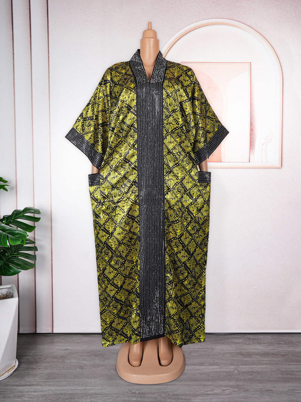 Printing Loose Robe Cross-border Foreign Trade AliExpress Amazon Hot Drilling With Pockets Dress