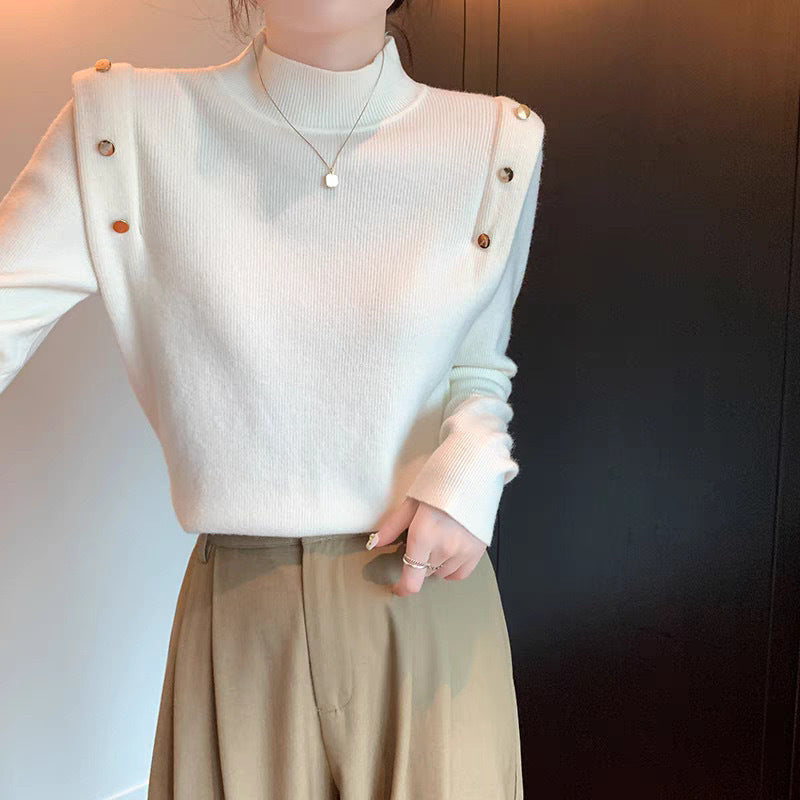 Thickened Half-high Collar Sweater Pullover Long Sleeve Knitted Bottoming Shirt