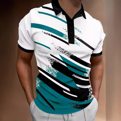3D Digital Printing Lapel Pullover Leisure Short Sleeve