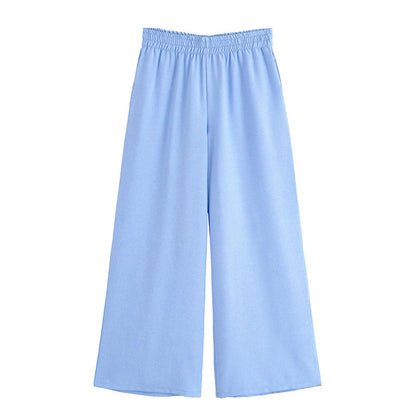 Blended Safari Shirt Wide Leg Trousers Suit