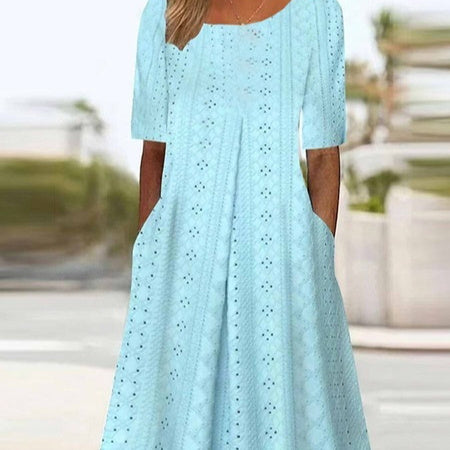 Summer New Mid-waist Women's Round Neck 3D Printing Dress