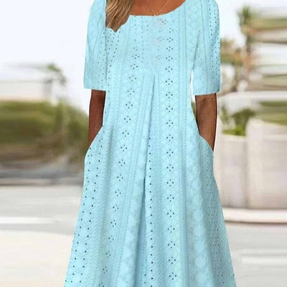 Summer New Mid-waist Women's Round Neck 3D Printing Dress