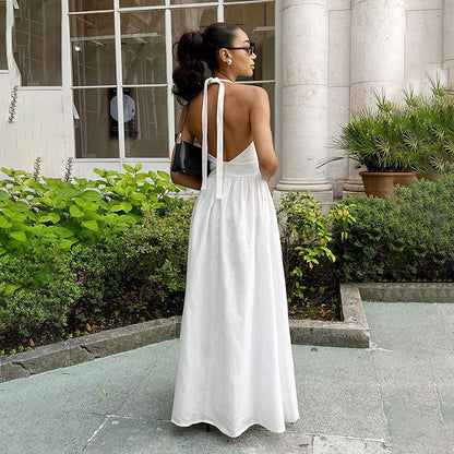 Halter Lace-up Backless Long Dress