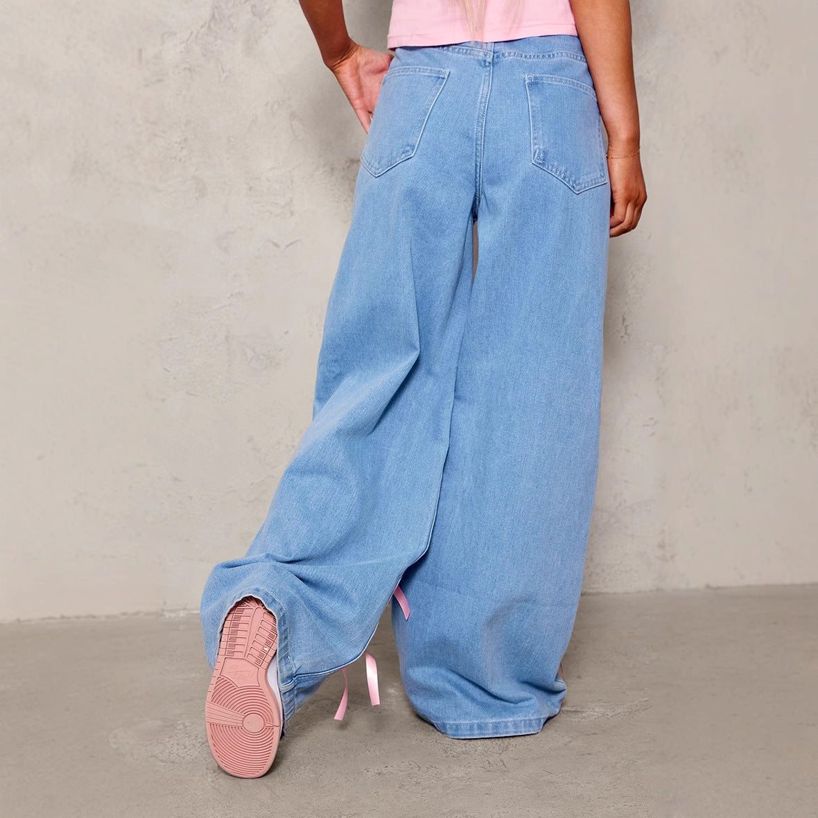 Bow High Waist Wide Leg Jeans