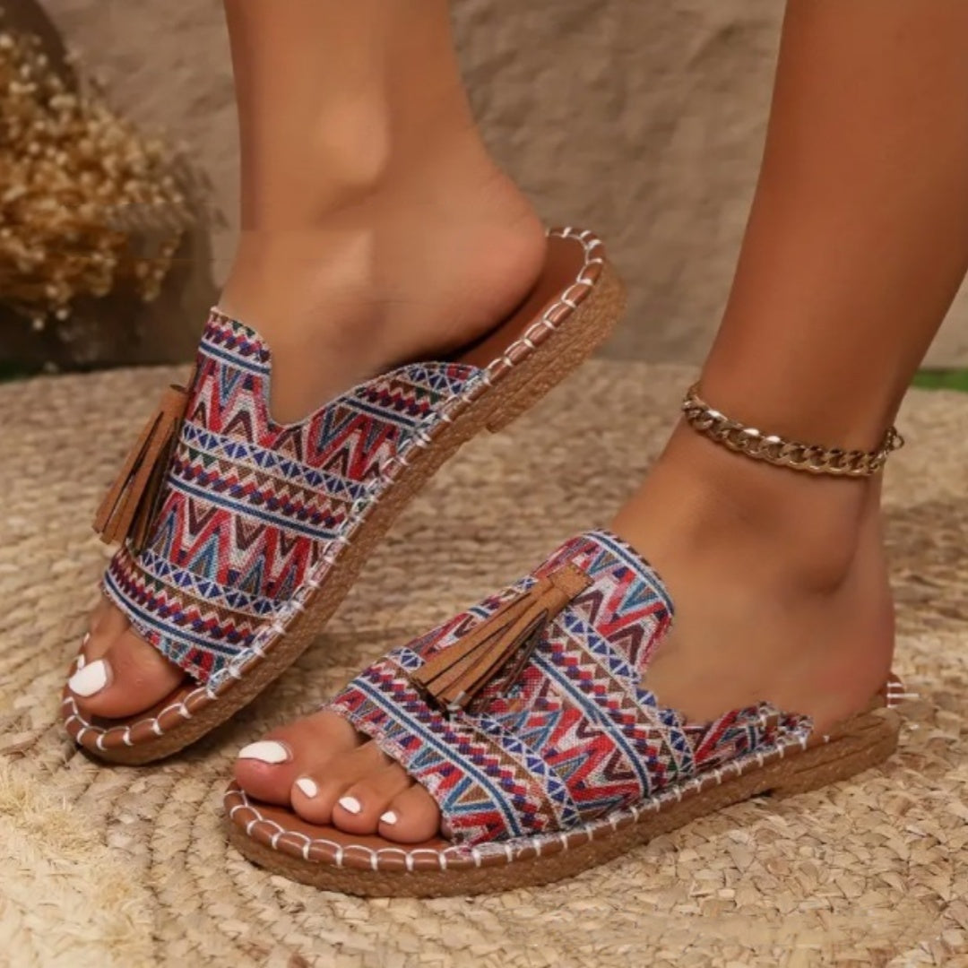 Women's Tassel Large Size Flat Bottom Slippers