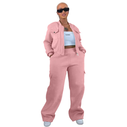 Women's Multi-Pocket Pants Sports Leisure Suit