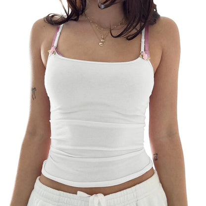 Slim-fit Style All-match Flowers Sling Top T-shirt