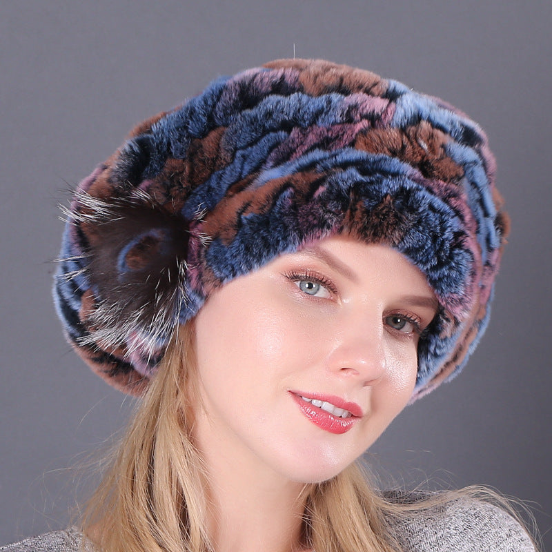 New Korean Rex Rabbit Hair Hat For Women