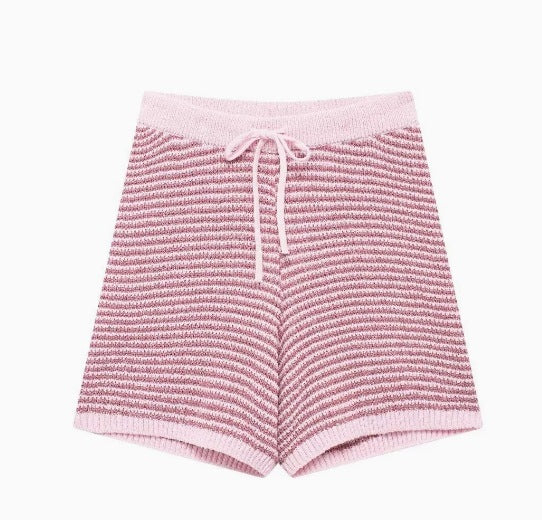 Loose Knitted Top High Waist Knit Shorts Suit