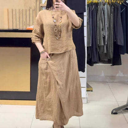 Casual Solid Color Loose Dress Two-piece Suit