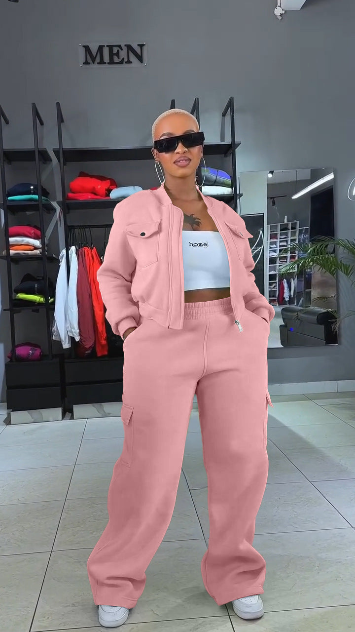 Women's Multi-Pocket Pants Sports Leisure Suit