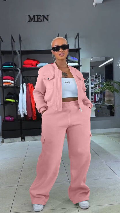 Women's Multi-Pocket Pants Sports Leisure Suit