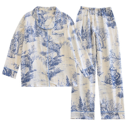 Spring And Autumn Pure Cotton Pajamas Women's Chinese Style Ink Painting Three Colors