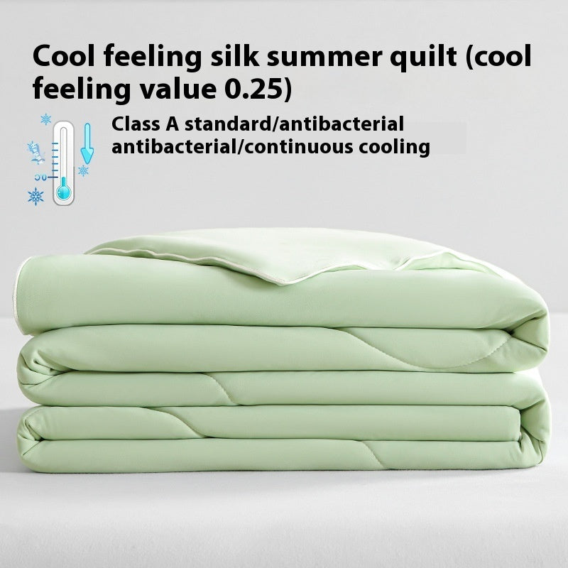 Pure Color Cool Silk Summer Blanket Airable Cover Single Double Summer Ice Cream Ice Silk Summer Quilt Machine Washable Thin Duvet