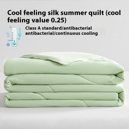 Pure Color Cool Silk Summer Blanket Airable Cover Single Double Summer Ice Cream Ice Silk Summer Quilt Machine Washable Thin Duvet
