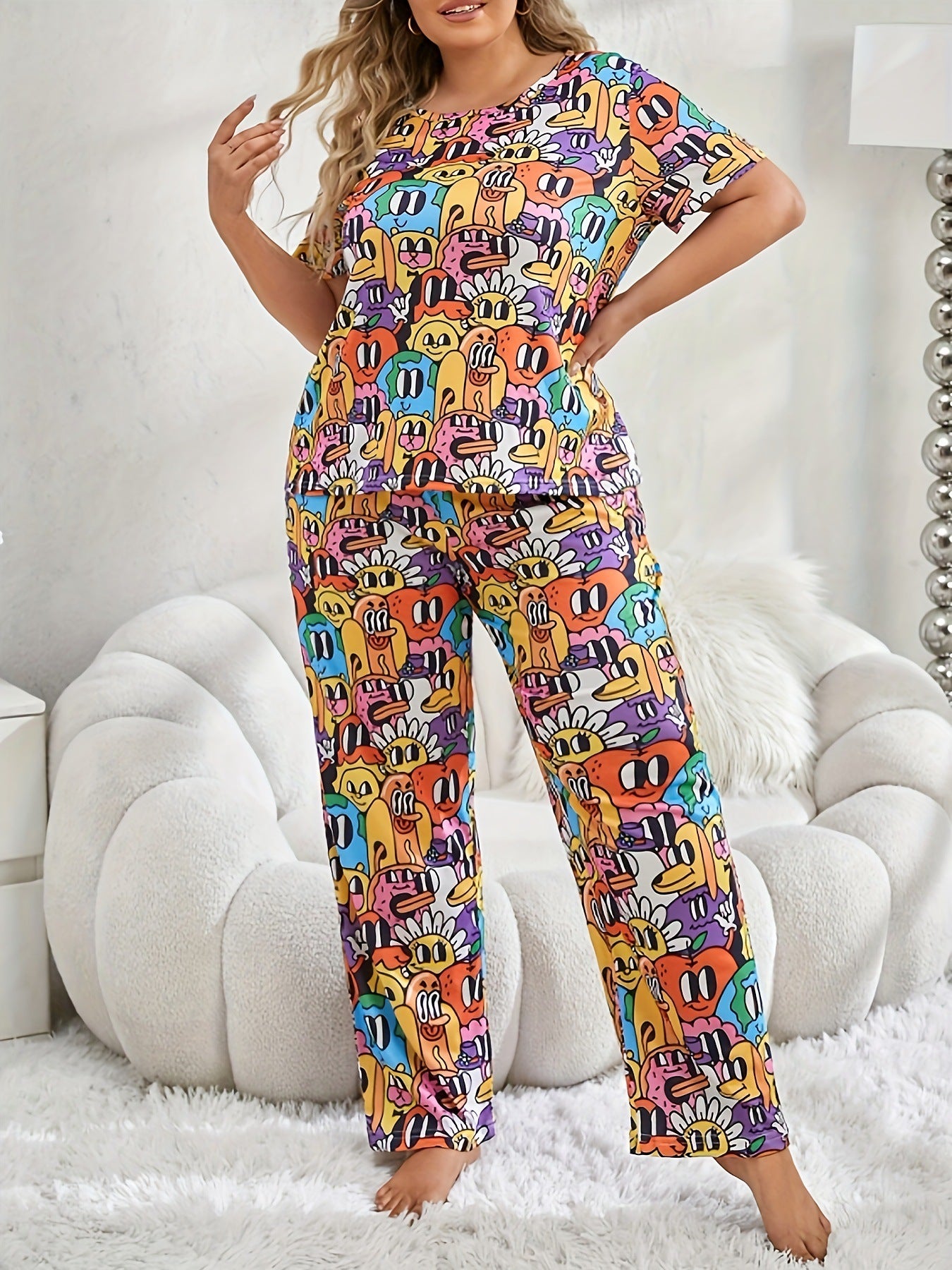 Trousers Plus-sized Plus Size Women's Pajamas Homewear Suit